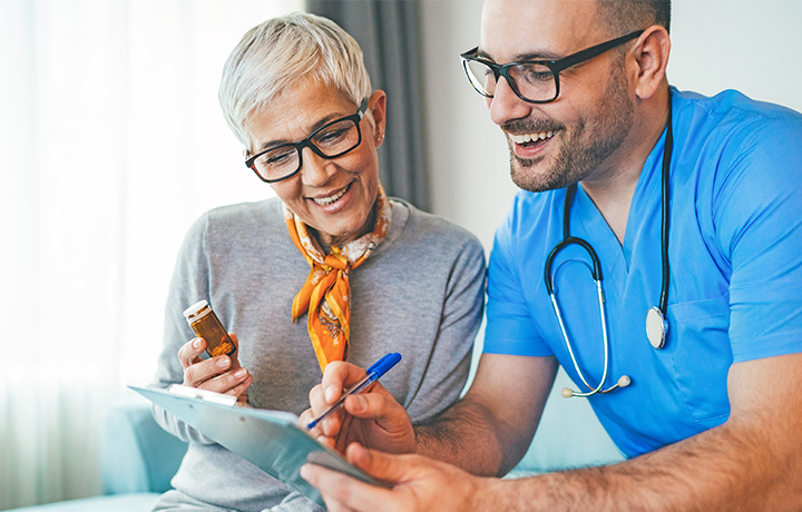 Patient and provider discuss a care plan and medication.